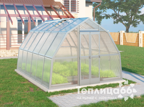 Теплица Рада Рица из поликарбоната, 3x4 метра, белая